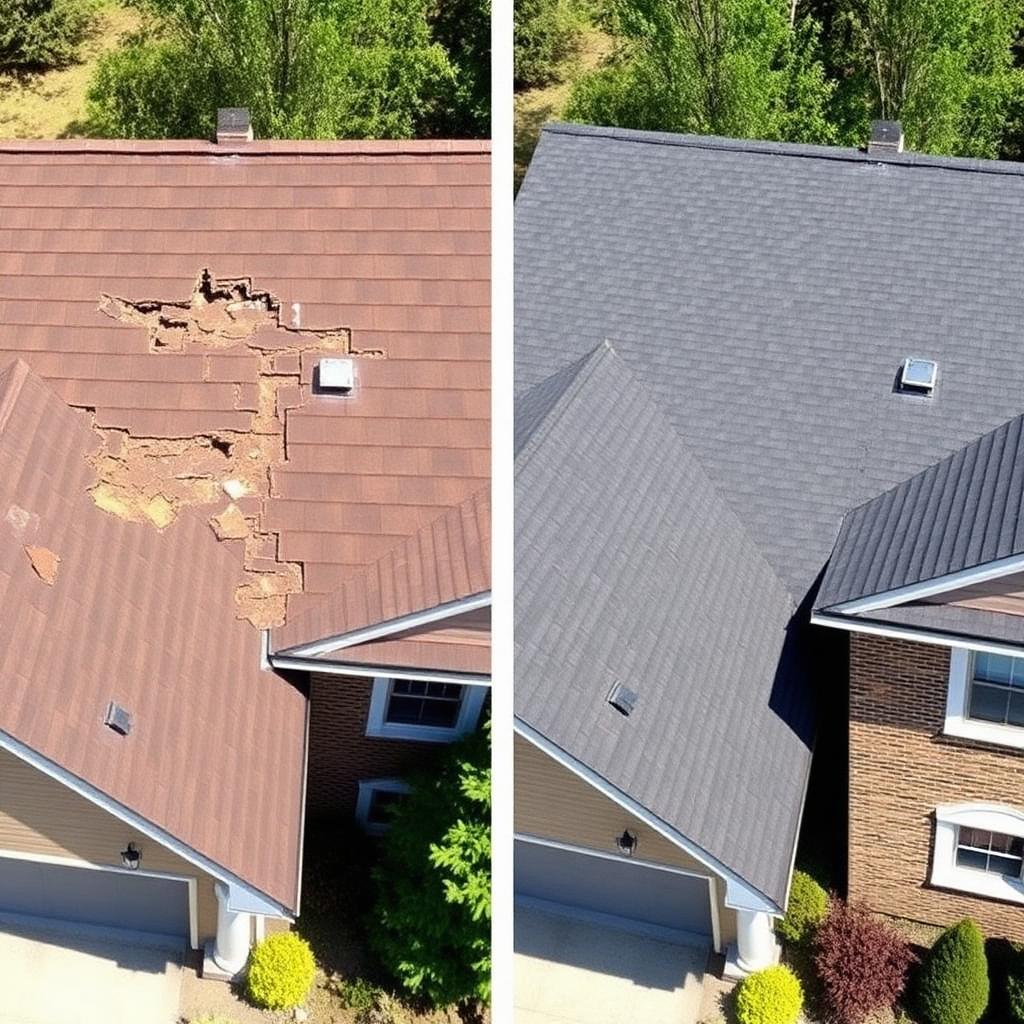 Before and after: Storm-Damaged Shingle Roof